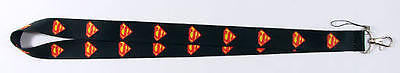 Superman Black with Superman Logo 15" Lanyard/Landyard ID Holder Keychain-New!