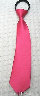 Teens Kids Boys Hot Pink 11.5" Easy Zip-Up Pre-Tied Necktie Neck Tie-New!
