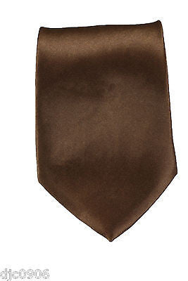 Unisex Dark Brown Silk Feel Neck tie 56" L x 3" W-Brown Rust Color NeckTie-New