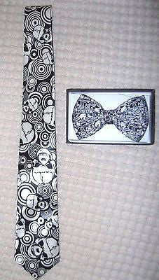 Unisex Multiple Skulls Adjustable Bow tie and Skulls Neck Tie Combo-New!version2