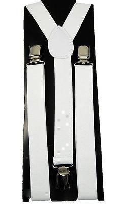 Unisex WHITE Adjustable Y-Style Back suspenders-New in Pkg! WHITE SUSPENDERS