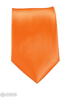 9 Unisex Bright Neon Orange Silk Feel Polyester Neck tie 56" Lx3" W-OrangeTie