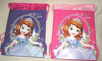 2 LITTLE PRINCESS PURPLE AND PINK DRAWSTRING BAG BACKPACKS TRAVEL STRING POUCHES