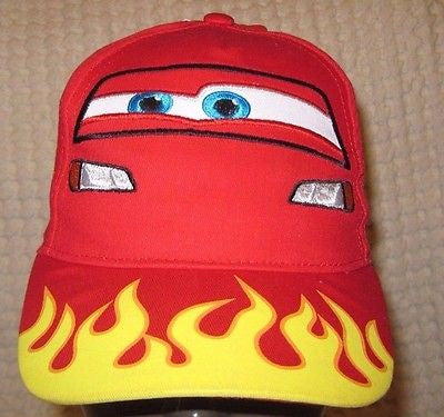 Disney Cars Lightning McQueen Flames Screen Print Adjustable Baseball Cap/Hat