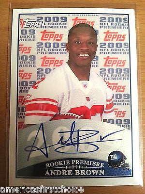 Andre Brown RC 2009 Topps Premiere Rookie Autograph Auto Card-NY Giants RB RC