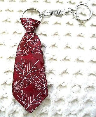 Burgundy with Branches Necktie 7" Keychain -Burgundy Neck tie Keychain-Brand New