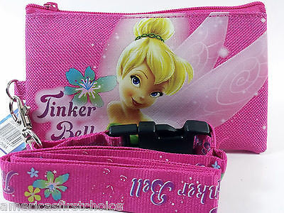 DISNEY TINKERBELL PINK LANYARD WITH DETACHABLE COIN POUCH/WALLET/PURSE-NEW