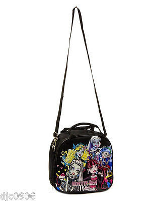 Monster High with Friends Black Lunch Bag with Water Bottle & Strap-New withTags