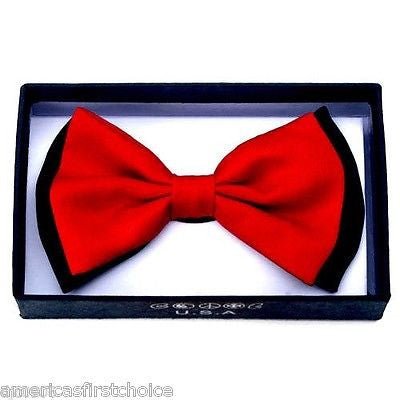 BLACK WITH WHITE TRIM AND TIPS TUXEDO ADJUSTABLE BOWTIE BOW TIE-NEW BOX!