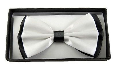 BLACK WHITE TWO TONE TUXEDO ADJUSTABLE BOWTIE BOW TIE-NEW GIFT BOX!B&W BOW TIE