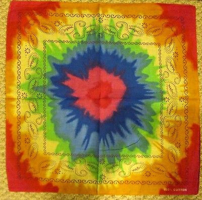 Peace Grovy Tye Dye Paisley Bandanna Double Sided Face Mask Head Wrap Scarf Wristband-New