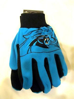 Carolina Panthers 2 Tone Raised Team Logo Licensed Sport Utility Gloves-New!