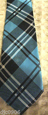 Unisex Men's Blue Black White Plaid Gargoyle Tie Necktie 57" Longx 2" Wide-New!