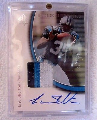 Eric Shelton RC 2005 UD SP Authentic 3-Color Jersey Patch Auto#/899-Panthers RB