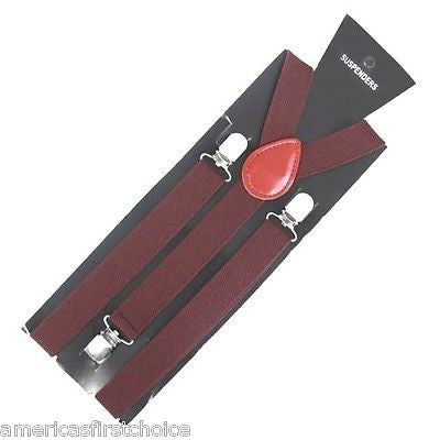 Unisex Burgundy Ruby Red Y-Back Style Back Adjustable suspenders-New in Package