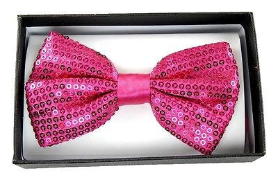 PINK SEQUIN ADJUSTABLE TUXEDO BOWTIE BOW TIE-NEW GIFT BOX!