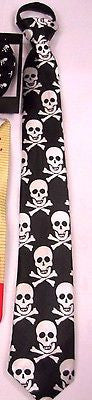 Teens Black & White Skulls and Crossbones Adjustable 14" Pre-tied Necktie-New!