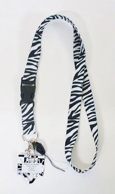 Black and White Zebra Print Lanyard Keychain ID Holder + Mobile Devices-New!