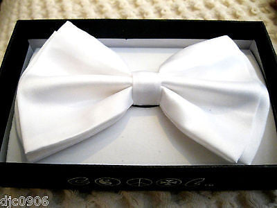 Valentine Solid White Adjustable Bow Tie & Pink White Stars Suspenders Combo-New