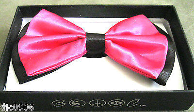 Pink Punker Lips on Black Adjustable Bow tie & Hot Pink Suspenders Combo Set-New