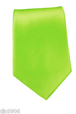 Unisex Neon Lime Green Silk Feel Neck tie 56" L x 3" W-Neon Green NeckTie-New