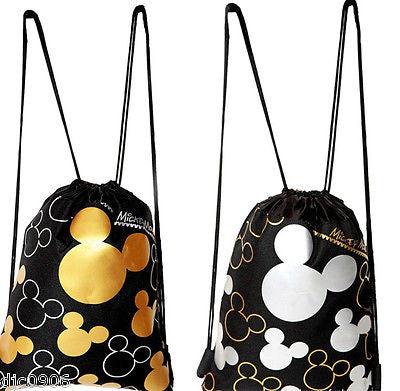 MICKEY MOUSE SILVER&GOLD SHAPES DRAWSTRING BAG BACKPACKS TRAVEL STRING POUCHES