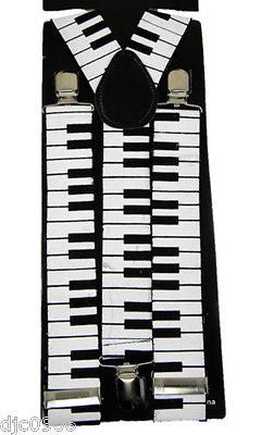 Unisex Men's Women's thick 1 1/2" Music Musical Keys Adjustable Suspenders-New!