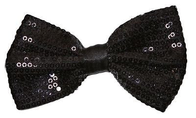 Unisex BLACK Sequin Tuxedo Classic BowTie Neckwear Adjustable Bow Tie-New