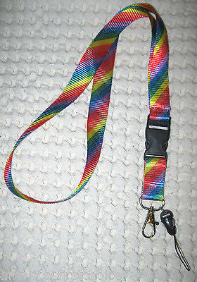 Gay Pride Multi Color Stripes Design 15" lanyard for ID Holder + Mobile Devices