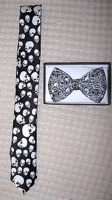 Unisex Multiple Skulls Adjustable Bow tie and Skulls Neck Tie Combo-New!version3