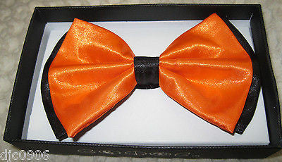 ORANGE WITH BLACK ENDS/TIPS TWO TONE TUXEDO ADJUSTABLE BOWTIE BOW TIE-NEW BOX!