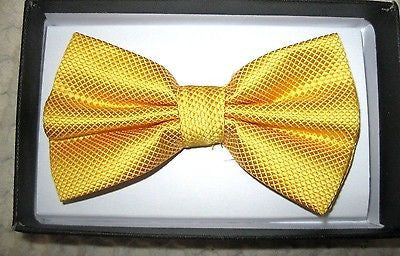 YELLOW MESH PATTERN ADJUSTABLE BOWTIE BOW TIE-NEW GIFT BOX!YELLOW BOW TIE
