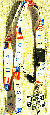 Lanyard/Landyard US AMERICAN FLAG PATRIOTIC USA 15" lanyard New With Tags!!!