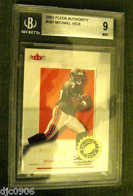 Michael Vick RC 2001 Fleer Authority ROOKIE Beckett Graded BGS 9-Falcons RC QB