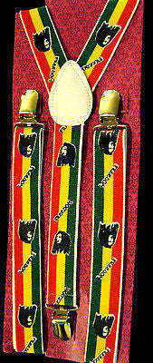 Rasta Red/Yellow/Green Bob Marley Adjustable Suspenders-Bob Marley Suspenders