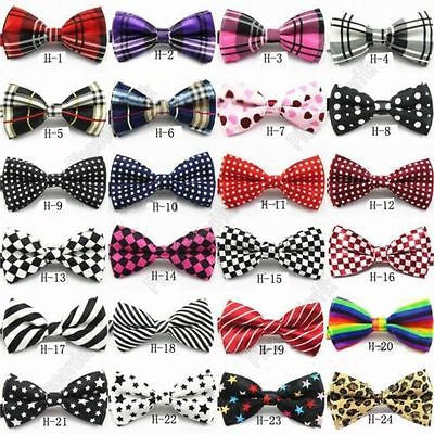 SHINY SOLID RED&WHITE CHECKERED SQUARED ADJUSTABLE  BOW TIE BOWTIE-NEW GIFT BOX!