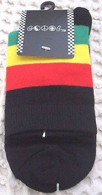 Men's Pair of Low Cut Rasta (Black,Red,Yellow,Green) Socks,Size 10-13-New!