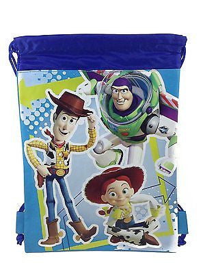 DISNEY TOY STORY WOODY BUZZ BLUE DRAWSTRING BAG BACKPACK TRAVEL STRING TOTE-VE2!