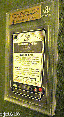 Marshawn Lynch RC 2007 Topps DPP Chrome Black Refractor Rookie GEM Graded BGS9.5