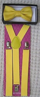 Yellow Adjustable Bowtie & Yellow Adjustable Suspenders Combo-New in Package!