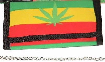 Rasta Green Yellow Red Weed Leaf Wallet Unisex Men's 4.5" x 3" W-New in Package