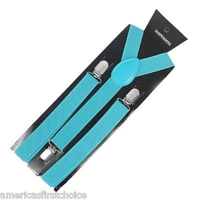 Unisex Light Blue French Blue Y-Back Style Back Adjustable suspenders-New in Pk!