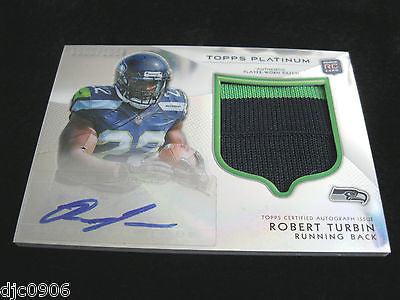 Robert Turbin RC 2012 Topps Platinum 2Clr Patch/Autograph Auto#/1058 Rookie Card