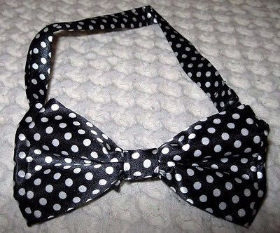 BLACK WITH WHITE POLKA DOTS PRE-TIED ADJUSTABLE BOW TIE-NEW!POLKA DOT BOW TIE JT