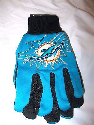 Miami Dolphins Green/Black Raised Team Logo Licensed NFL Sport Utility Gloves
