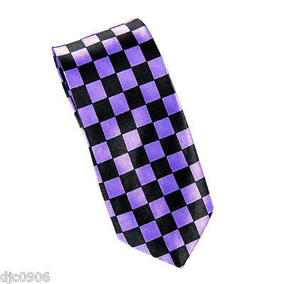 Unisex Blue and Black Checkered Checkers Diamonds Neck Tie 56" L x 2 1/2" W-New