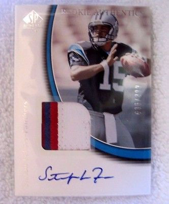 Stefan Lefors RC 2005 UD SP Authentic 3-Color Jersey Patch Auto#/899-Panthers QB