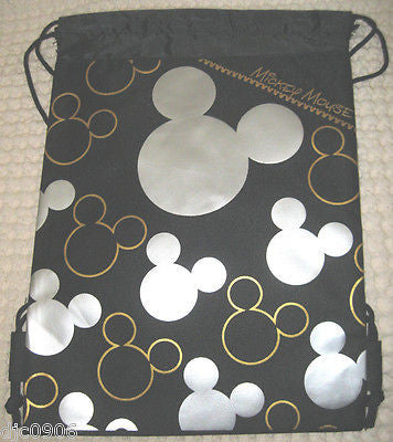 MICKEY MOUSE SILVER&GOLD SHAPES DRAWSTRING BAG BACKPACKS TRAVEL STRING POUCHES