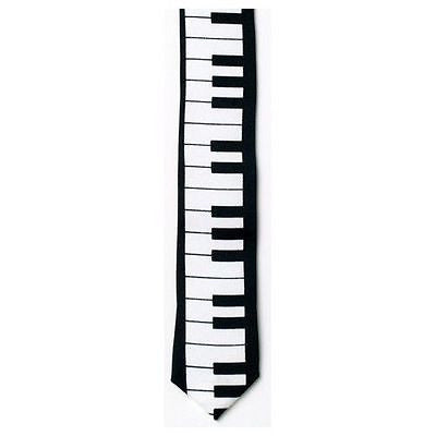 Unisex  Musical Notes Black & White Necktie 56" L x 2" W-Music Note Neck Tie-New