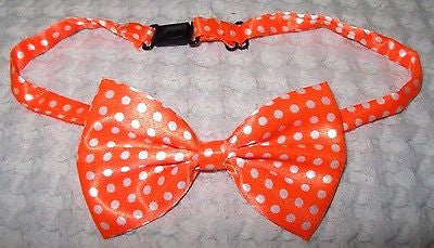 Kids Boys Girls Children Orange with White Polka Dots Adjustable Bow Tie-New!